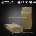 high quality square bottom organic kraft paper bag for coffee with zipper